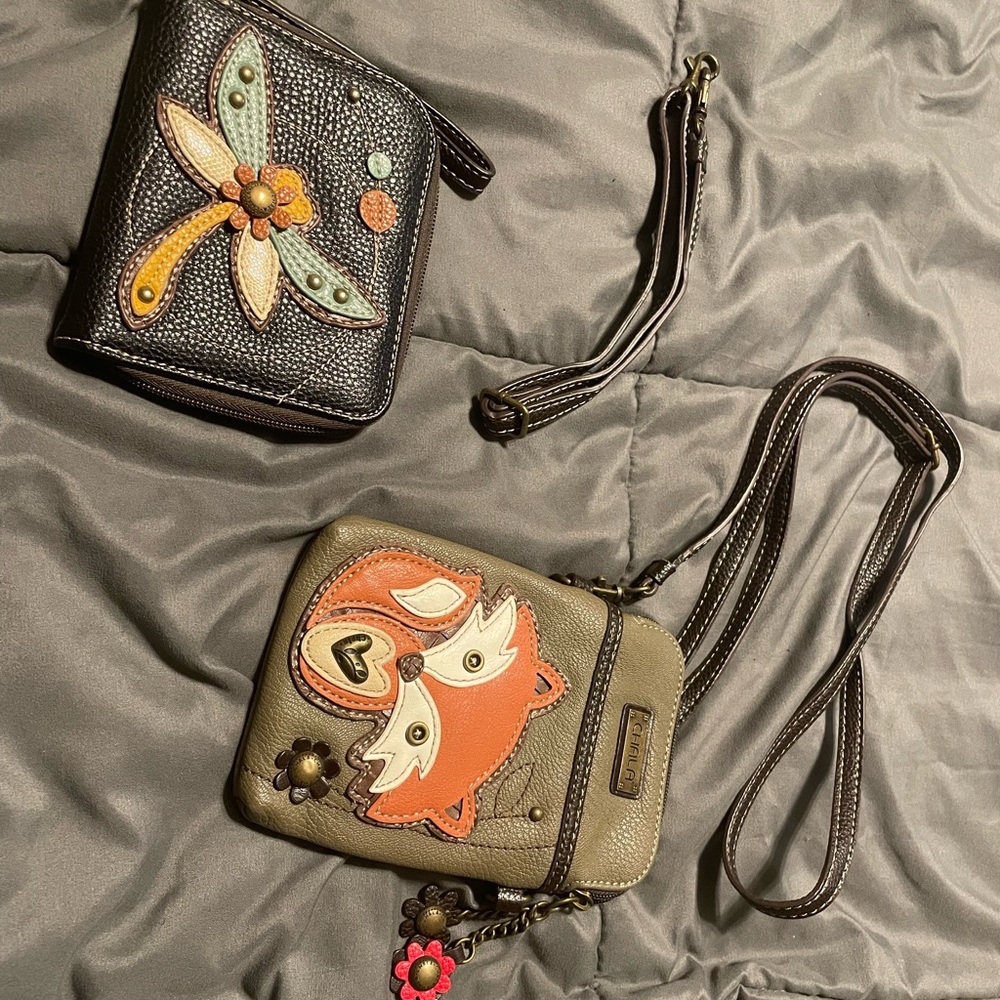 Chala Fox and Dragonfly Crossbody Bag Set - Black and Tan